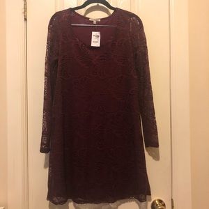 Charlotte Russe - Burgundy Lace Shift Dress